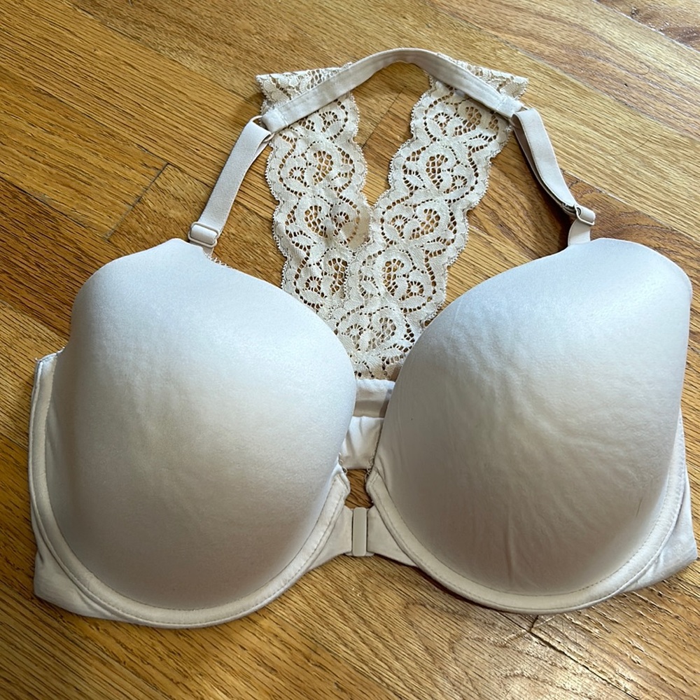 Beige padded racer back bra